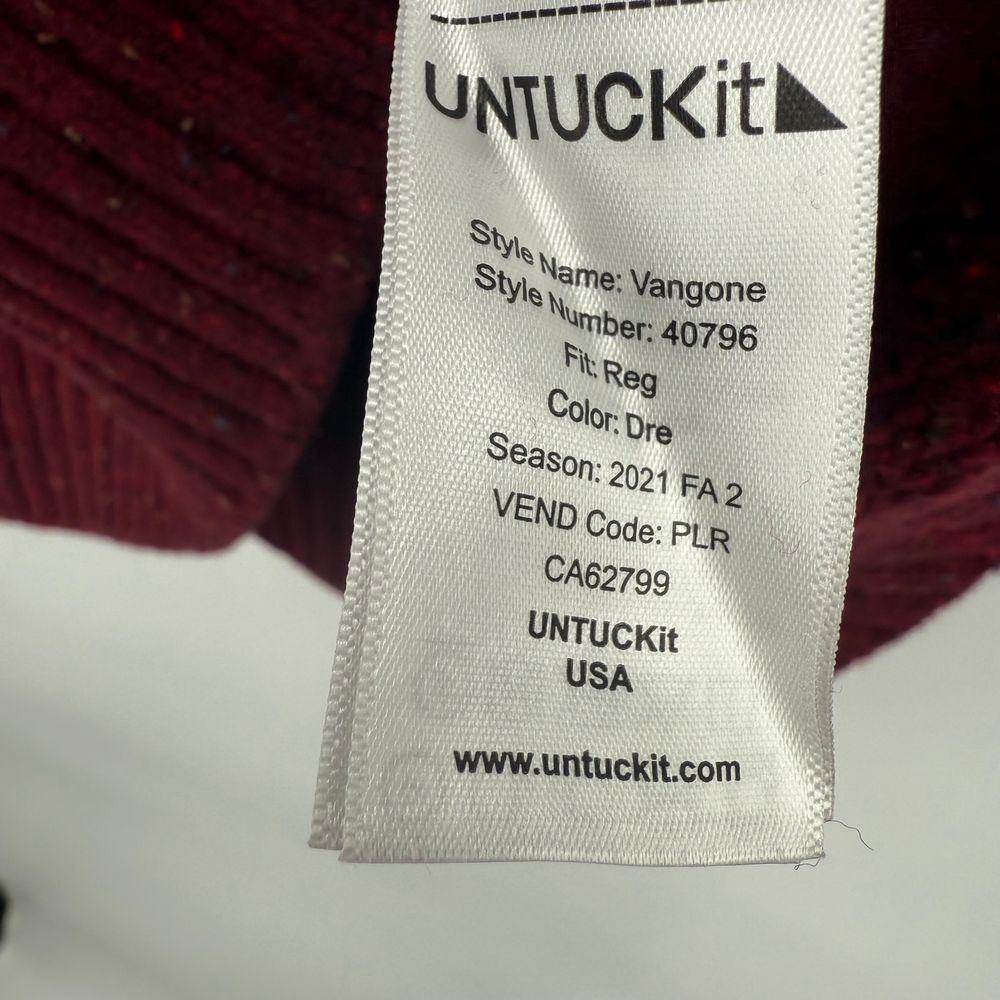 Untuckit Vangone Sweater Mens‎ Large Speckled Cranberry Lambswool Henley Style - Picture 6 of 7
